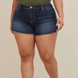 Dark Wash High Rise A-Line Shortie Short